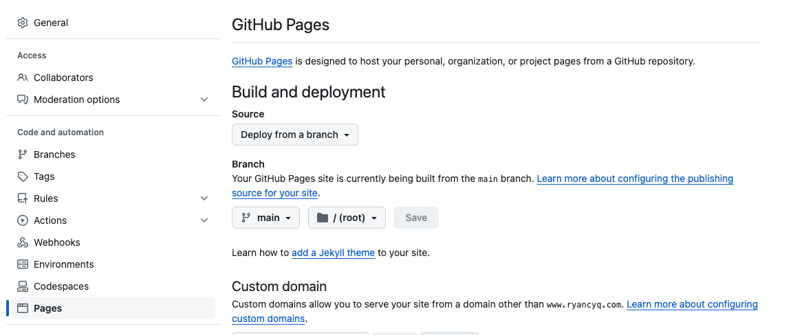 Deploy Github Pages from Branch