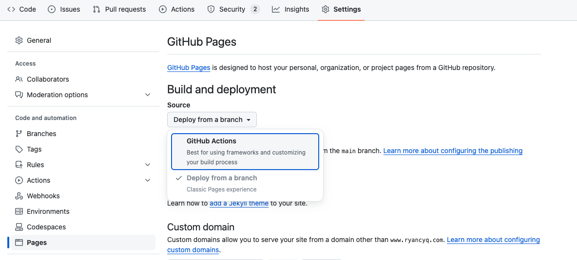 Deploy Github Pages with Github Actions